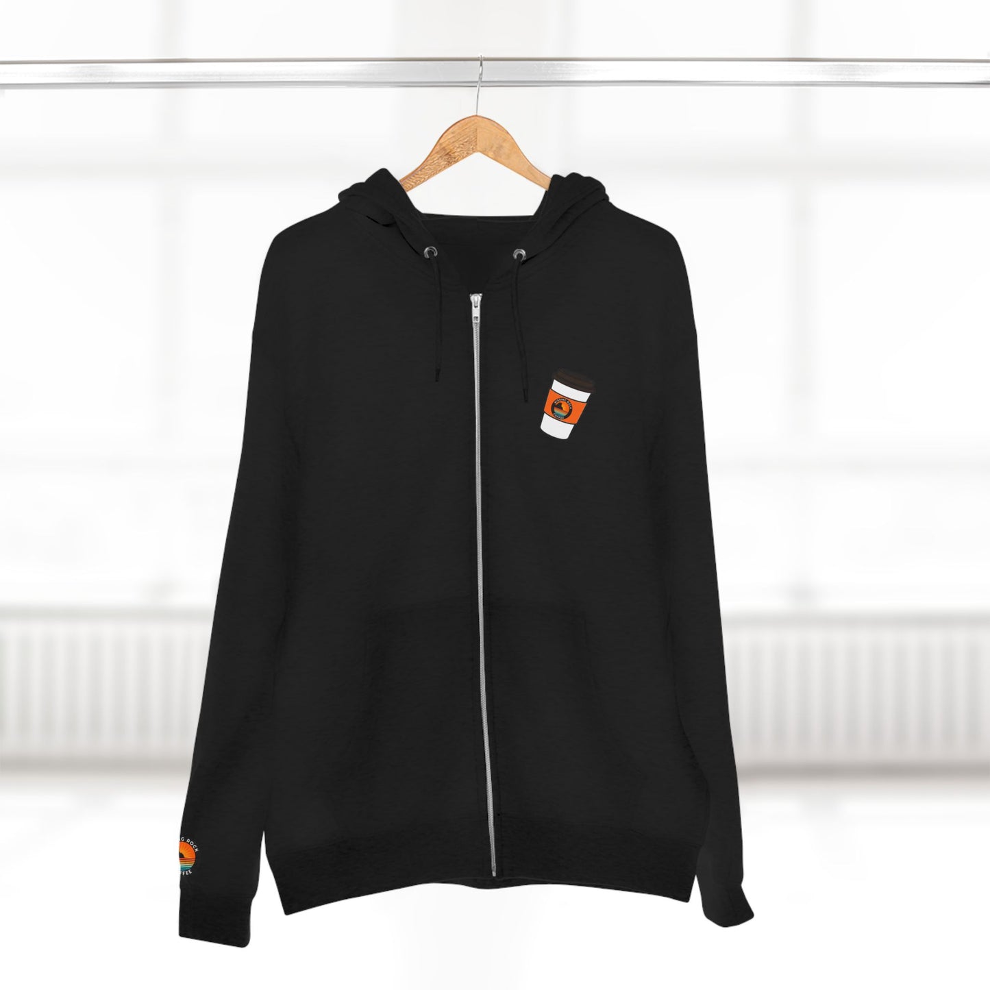 Coffee Addict Zip Hoodie — "What If Coffee Is Actually Addicted To Me?" Burgundy Zip-Up