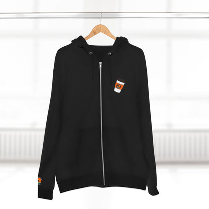 Coffee Addict Zip Hoodie — "What If Coffee Is Actually Addicted To Me?" Burgundy Zip-Up