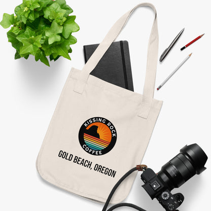 Organic Tote Bag — Kissing Rock Coffee Gold Beach, Oregon Retro Sunset