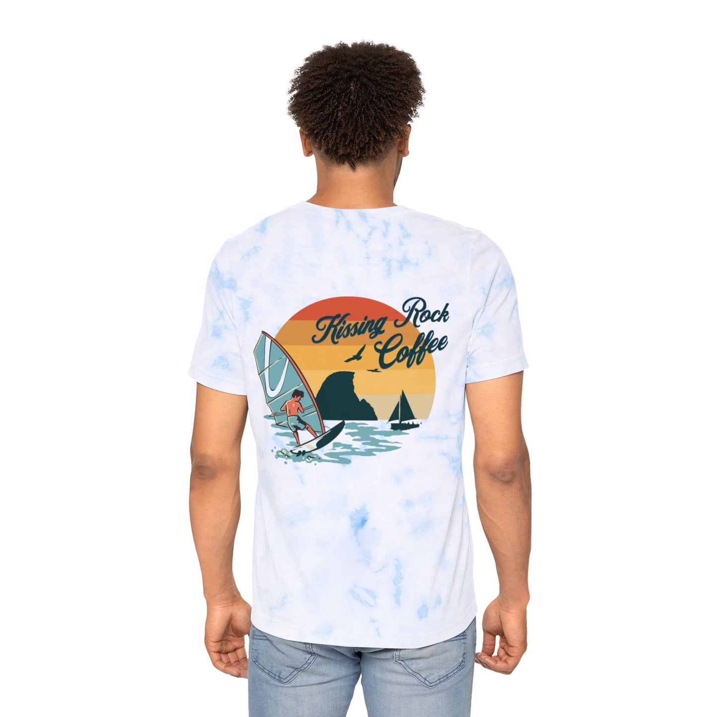 Soft Style Surf Design Tie-Dyed T-Shirt