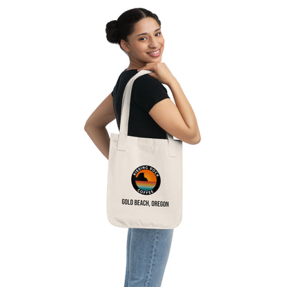 Organic Tote Bag — Kissing Rock Coffee Gold Beach, Oregon Retro Sunset
